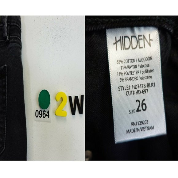 HIDDEN Women Washed Black Denim Skinny Jeans 26 Slim Frayed Distressed Mid Rise - Picture 13 of 13